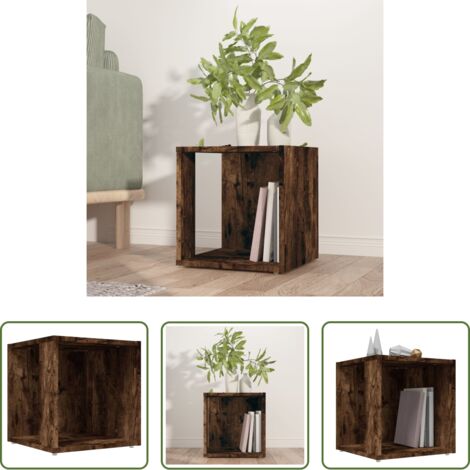 vidaXL Aparador -  Mesa auxiliar madera contrachapada roble ahumado 33x33x34,5 cm