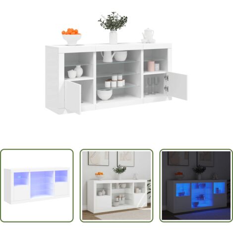 vidaXL Aparador moderno -  Aparador con luces LED blanco 142,5x37x67 cm
