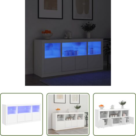 vidaXL Aparador moderno -  Aparador con luces LED blanco 142,5x37x67 cm