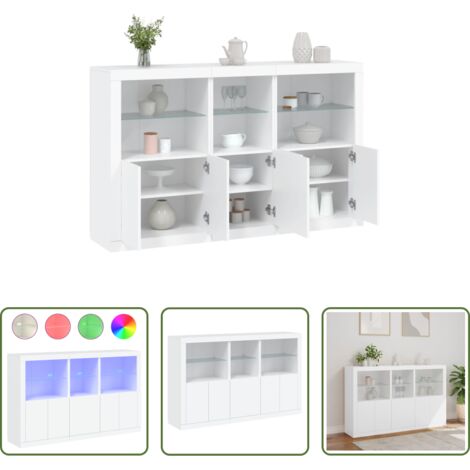 vidaXL Aparador moderno -  Aparador con luces LED blanco 162x37x100 cm
