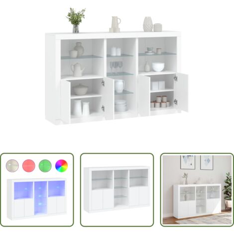 vidaXL Aparador moderno -  Aparador con luces LED blanco 162x37x100 cm