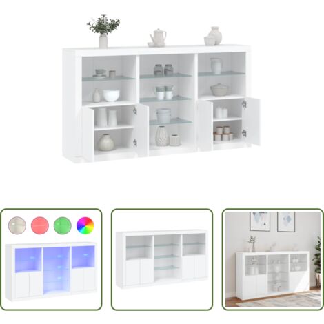 vidaXL Aparador moderno -  Aparador con luces LED blanco 181,5x37x100 cm