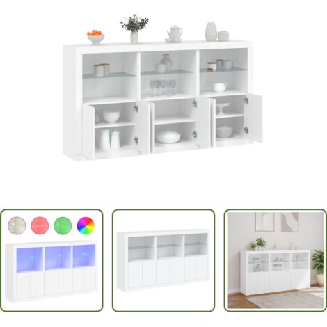vidaXL Aparador moderno -  Aparador con luces LED blanco 181,5x37x100 cm