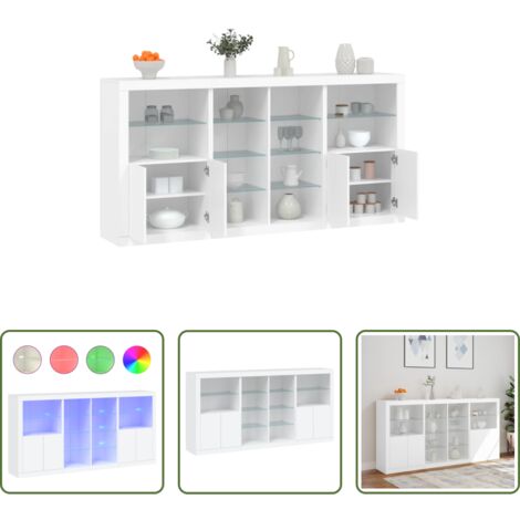 vidaXL Aparador moderno -  Aparador con luces LED blanco 202x37x100 cm