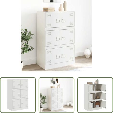 vidaXL Aparador moderno -  Aparador de acero blanco 67x39x107 cm