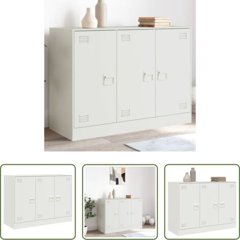 vidaXL Aparador moderno -  Aparador de acero blanco 99x39x73 cm