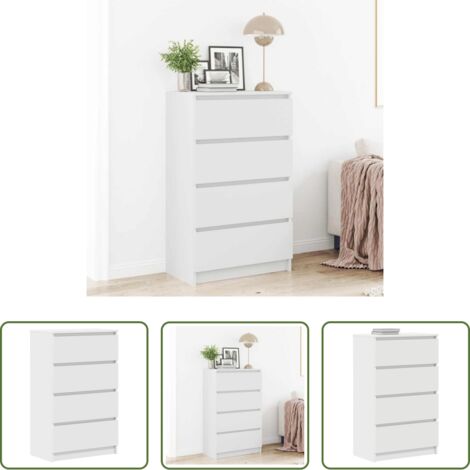 vidaXL Aparador moderno -  Aparador de madera contrachapada blanco 60x35x98,5 cm