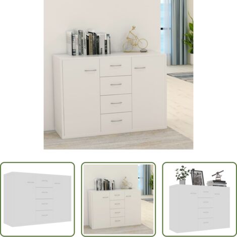 vidaXL Aparador moderno -  Aparador de madera contrachapada blanco 88x30x65 cm