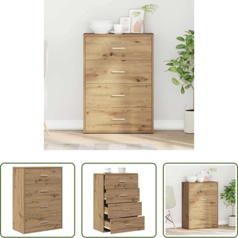 vidaXL Aparador moderno -  Aparador Roble artesanal 60 x 31 x 84 cm Madera de ingeniería