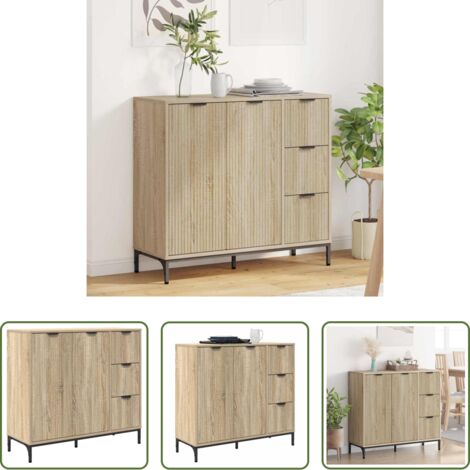 vidaXL Aparador moderno -  Aparador Roble Sonoma 89,5 x 33 x 82 cm Madera de ingeniería