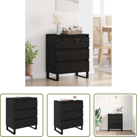 vidaXL Aparador moderno -  Vitrina Roble Negro 60 x 35 x 70 cm Madera contrachapada