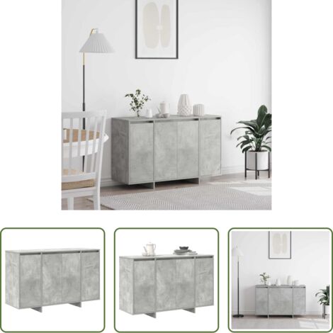 vidaXL Aparador rectangular -  Vitrina Gris hormigón 120 x 41 x 75 cm Madera contrachapada