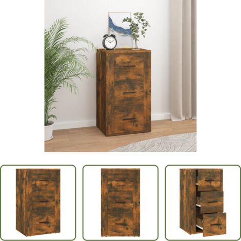 vidaXL Aparador roble ahumado -  Aparador madera contrachapada color roble ahumado 40x33x70 cm