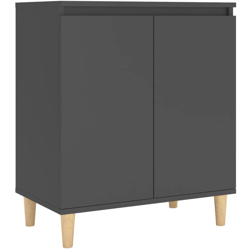 

vidaXL Aparador con patas madera maciza 60x35x70 cm aglomerado gris - Gris