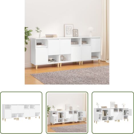 vidaXL Aparadores con puertas -  Aparadores 3 uds madera contrachapada blanco 60x35x70 cm