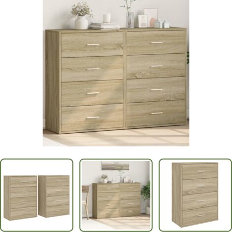 vidaXL Aparadores de roble Sonoma -  Aparadores 2 uds madera de ingeniería roble Sonoma 60x31x84 cm