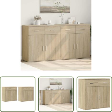 vidaXL Aparadores de roble Sonoma -  Aparadores 2 uds madera de ingeniería roble Sonoma 79x38x80 cm