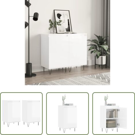 vidaXL Aparadores modernos -  Aparadores 2 uds madera de ingeniería blanco brillo 40x35x70 cm