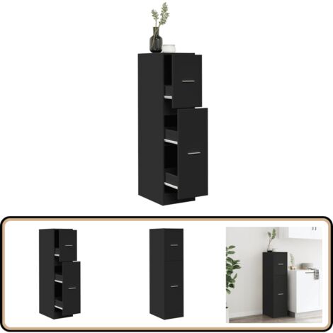 vidaXL Apothekerschrank Schwarz 30x41x118 cm Holzwerkstoff