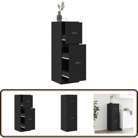 vidaXL Apothekerschrank Schwarz 40x41x118 cm Holzwerkstoff