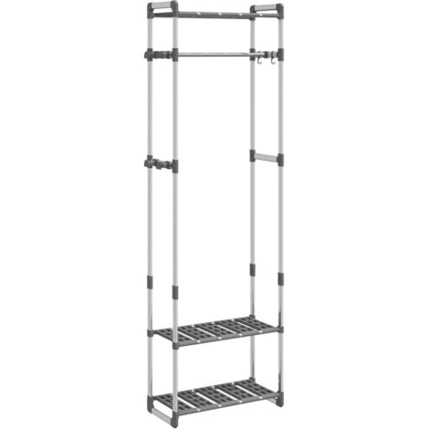 vidaXL Appendiabiti a 3 Livelli Argento 59x29x192 cm in Alluminio