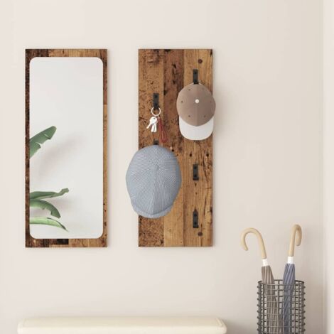 vidaXL Appendiabiti a muro Legno vecchio 30 x 1.5 x 80 cm