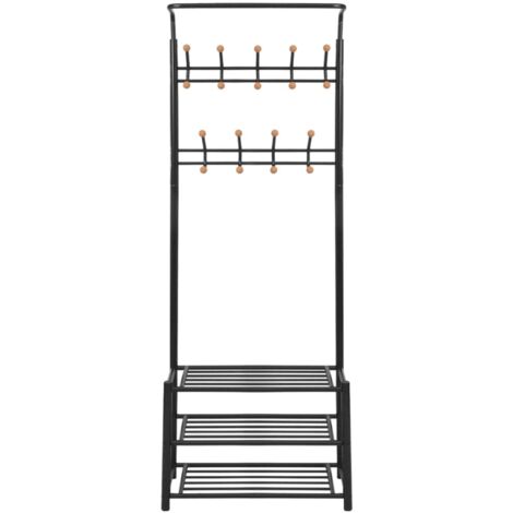 vidaXL Appendiabiti con Deposito per Scarpe 68x32x182,5 cm Nero