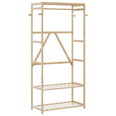 vidaXL Appendiabiti con Ripiani 80x40x175 cm in Bambù