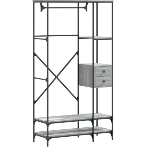 vidaXL Appendiabiti con Scaffali Grigio Sonoma in Legno Multistrato