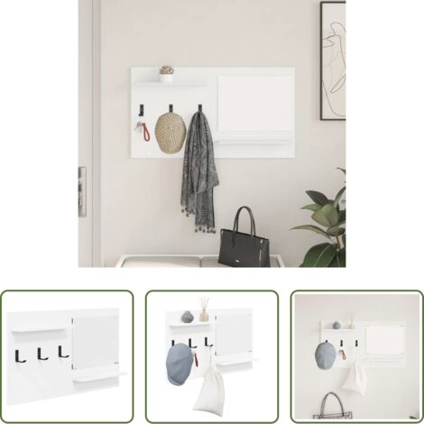 vidaXL Appendiabiti moderni -  Appendiabiti a muro Bianco 90 x 10 x 50 cm Legno multistrato