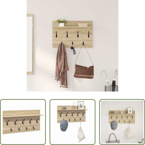vidaXL Appendiabiti per corridoio -  Appendiabiti a muro Rovere Sonoma 80 x 40 x 12 cm