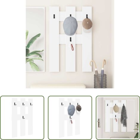 vidaXL Appendiabiti per ingresso -  Appendiabiti a muro Bianco 65 x 3 x 100 cm Legno multistrato