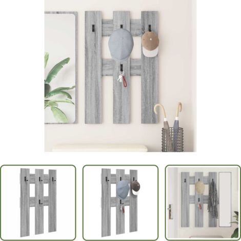 vidaXL Appendiabiti per ingresso -  Appendiabiti a muro Grigio Sonoma 65 x 3 x 100 cm