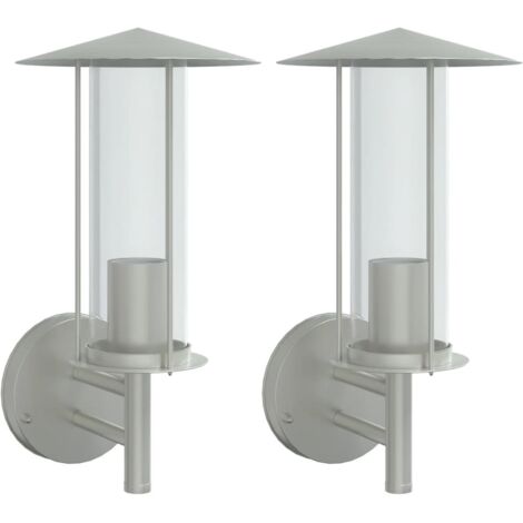 vidaXL Applique da Esterno 2 pz Argento in Acciaio Inossidabile