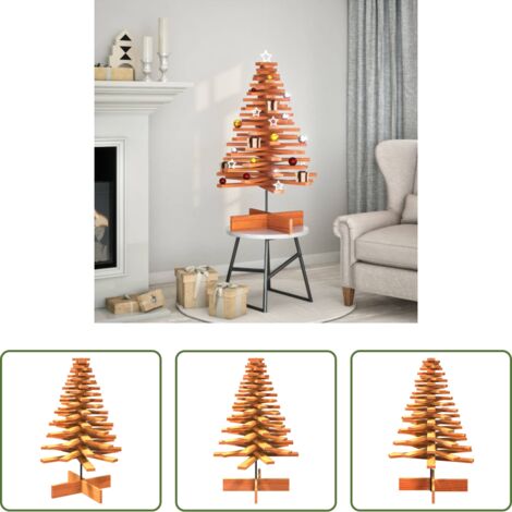 vidaXL Árbol de madera -  Árbol Navidad de adorno madera maciza pino marrón cera 100 cm