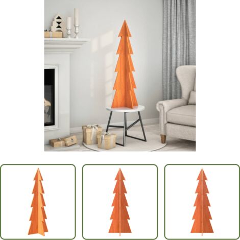 vidaXL Árbol de madera -  Árbol Navidad de adorno madera maciza pino marrón cera 112 cm