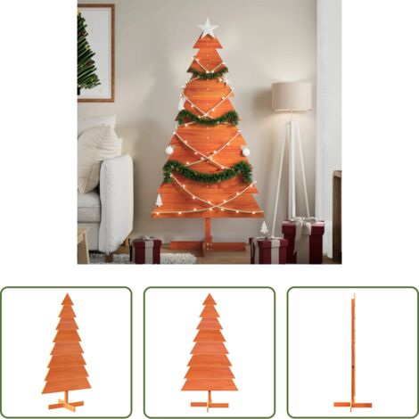 vidaXL Árbol de madera -  Árbol Navidad de adorno madera maciza pino marrón cera 150 cm