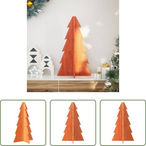 vidaXL Árbol de madera -  Árbol Navidad de adorno madera maciza pino marrón cera 69,5 cm