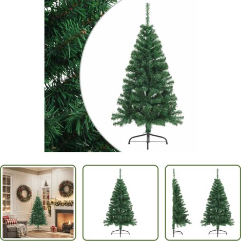 vidaXL Árbol de Navidad artificial 150 cm -  Medio árbol de Navidad artificial con soporte PVC verde 150 cm