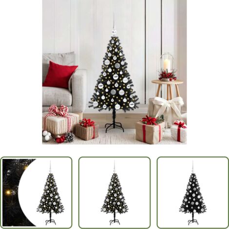 vidaXL Árbol de Navidad con 150 LED -  Árbol de Navidad con 150 LED con soporte Negro 120 cm PVC