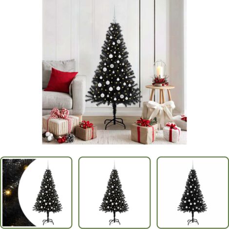vidaXL Árbol de Navidad con 150 LED -  Árbol de Navidad con 150 LED con soporte Negro 150 cm PVC