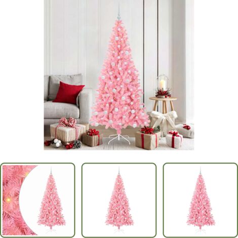 vidaXL Árbol de Navidad con 300 LED -  Árbol de Navidad con 300 LED con soporte Rosa 180 cm PVC