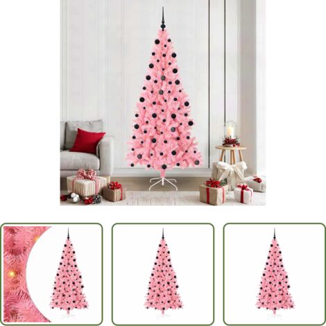 vidaXL Árbol de Navidad con 300 LED -  Árbol de Navidad con 300 LED con soporte Rosa 210 cm PVC