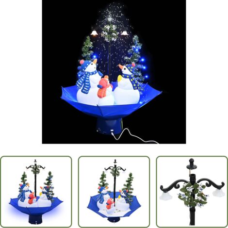 vidaXL Árbol de Navidad con nieve -  Árbol de Navidad con nieve con base de paraguas PVC azul 75 cm
