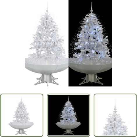 vidaXL Árbol de Navidad con nieve -  Árbol de Navidad con nieve con base en paraguas blanco 140 cm