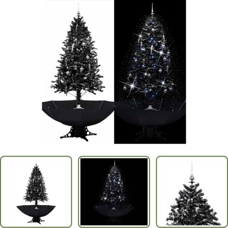 vidaXL Árbol de Navidad con nieve -  Árbol de Navidad con nieve y base de paraguas PVC negro 190 cm