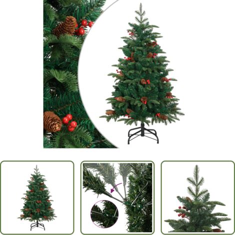 vidaXL Árbol de Navidad con piñas -  Árbol de Navidad artificial con piñas y bayas 150 cm