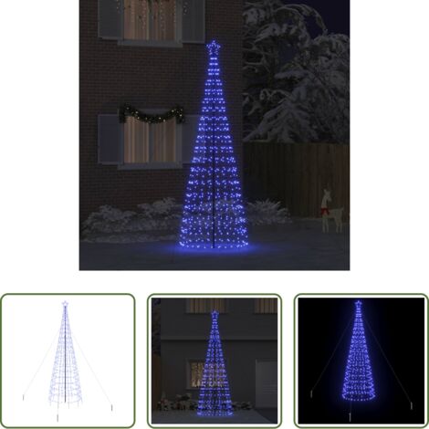 vidaXL Árbol de Navidad exterior -  Árbol de Navidad LED con estacas de tierra Azul 400 cm Hierro