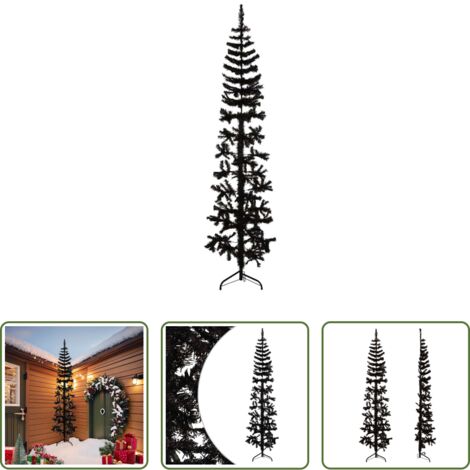 vidaXL Árbol de Navidad realista -  Medio árbol de Navidad artificial con soporte negro 240 cm