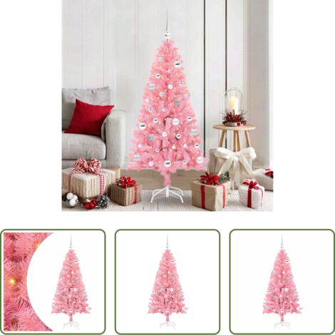 vidaXL Árbol de Navidad rosa -  Árbol de Navidad con 150 LED con soporte Rosa 150 cm PVC